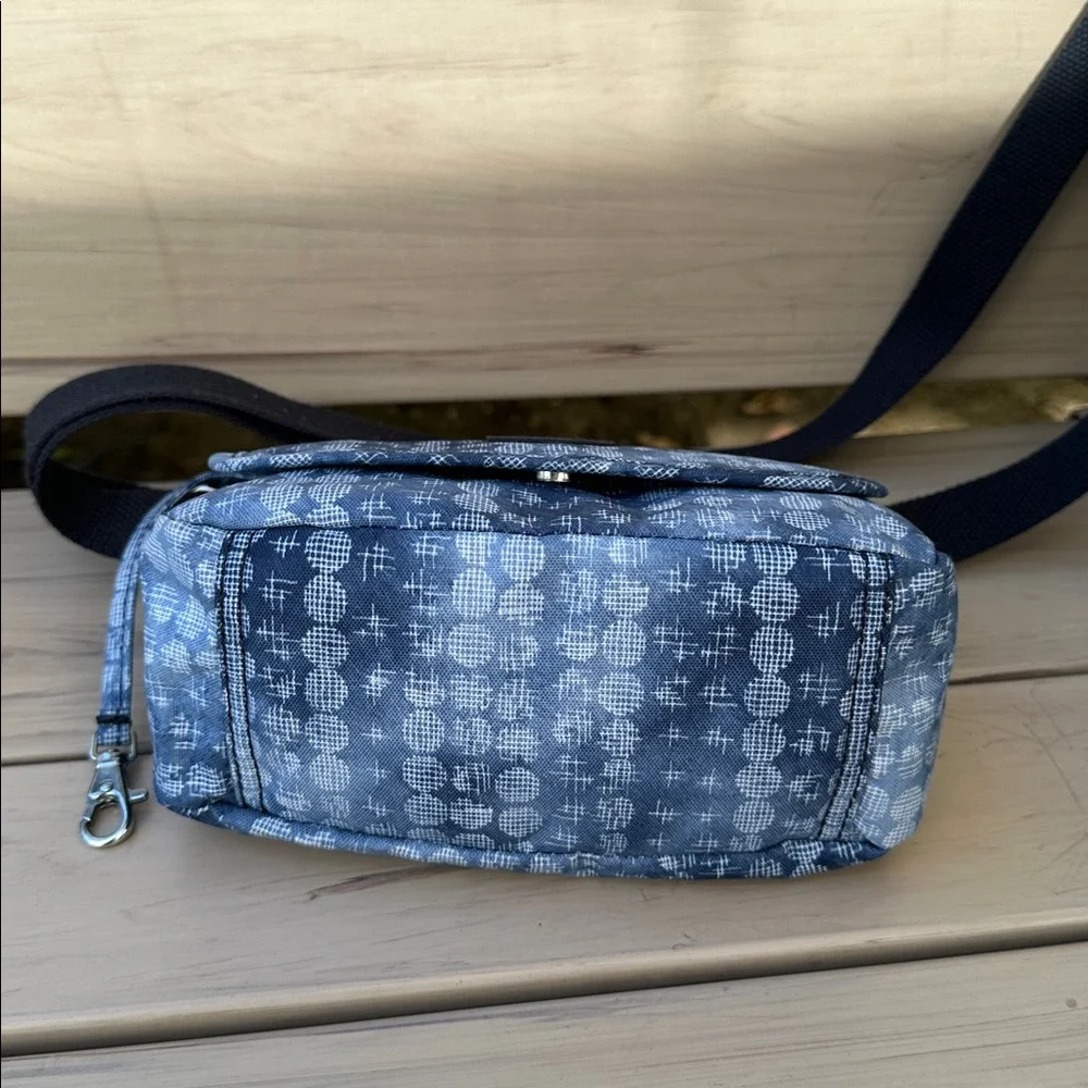 RARE Kipling Sabian Crossbody Blue Denim Dot Mini Bag - Adjustable Navy Strap - Picture 8 of 10